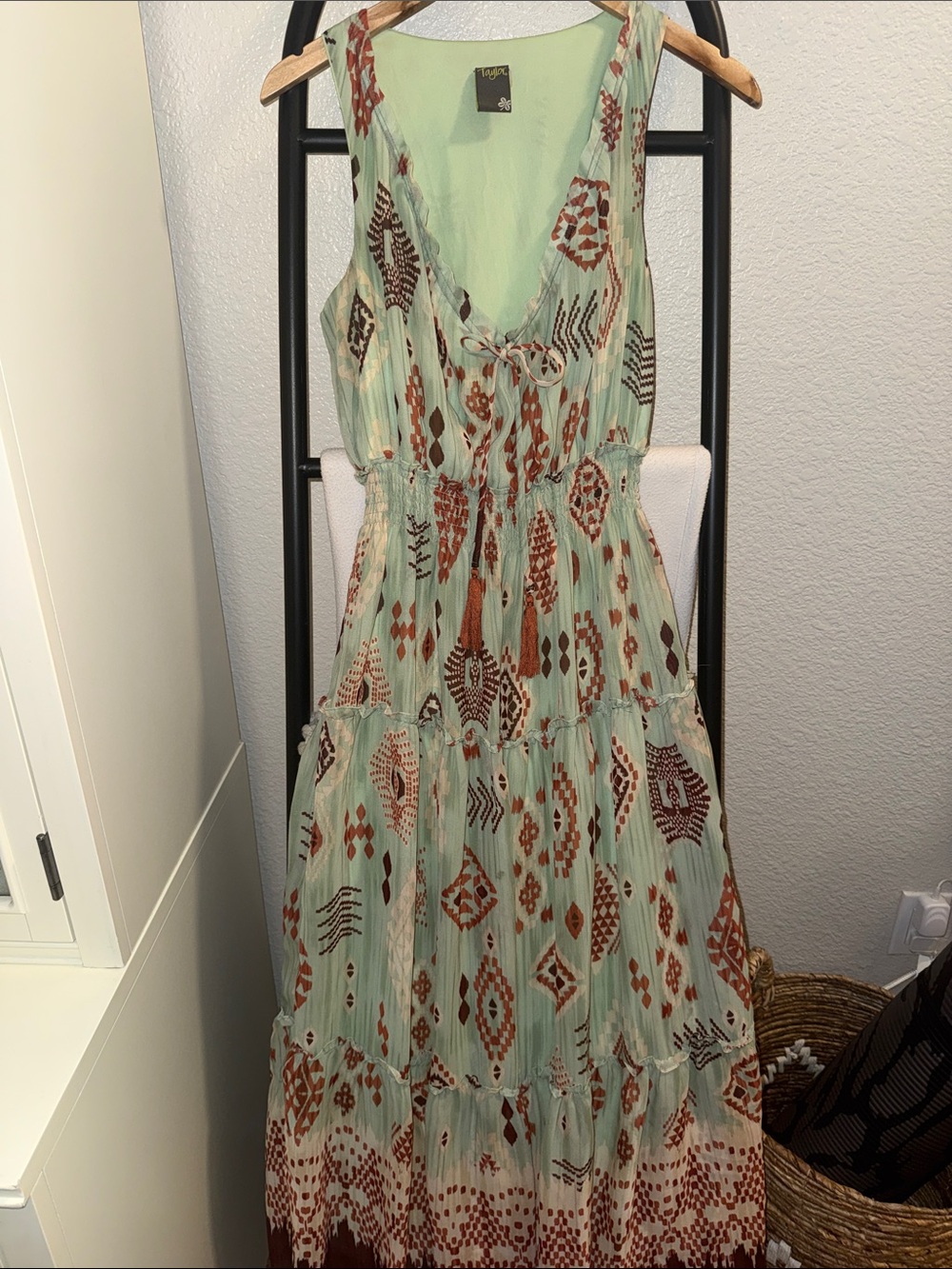 Taylor sage green sleeveless maxi dress
